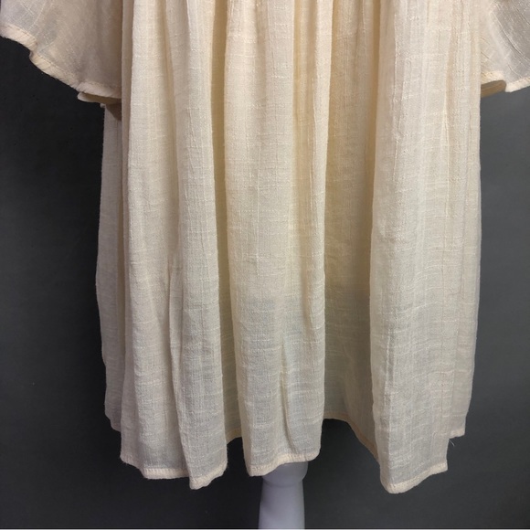 Umgee Dress Peacock Ivory Floral Embroidered Bells Sleeve Crinkle Pleated Boho - Picture 6 of 9